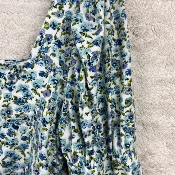 Cottagecore Floral Ruched Top Ditzy Print Puff Sleeve Large Square Neckline - Picture 5 of 15